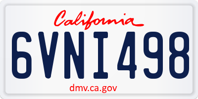 CA license plate 6VNI498