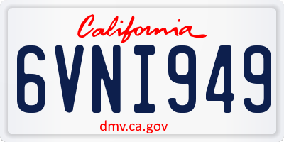 CA license plate 6VNI949