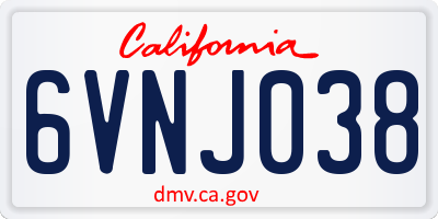 CA license plate 6VNJ038