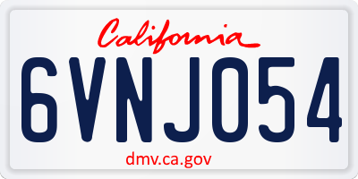 CA license plate 6VNJ054