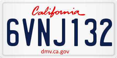CA license plate 6VNJ132