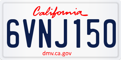 CA license plate 6VNJ150