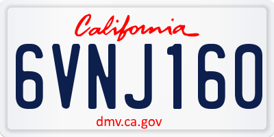 CA license plate 6VNJ160