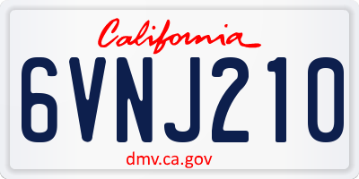 CA license plate 6VNJ210