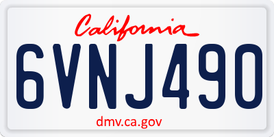 CA license plate 6VNJ490