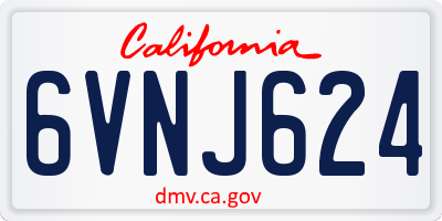 CA license plate 6VNJ624