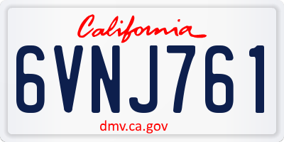 CA license plate 6VNJ761