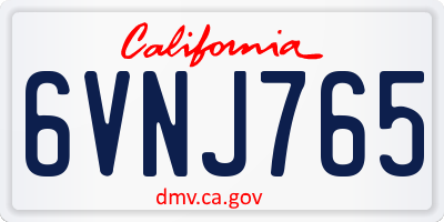 CA license plate 6VNJ765