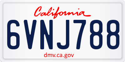 CA license plate 6VNJ788