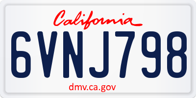 CA license plate 6VNJ798