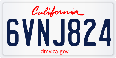 CA license plate 6VNJ824