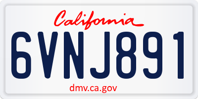 CA license plate 6VNJ891