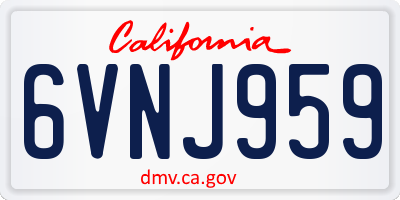 CA license plate 6VNJ959