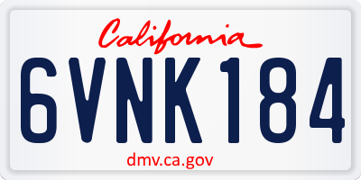CA license plate 6VNK184