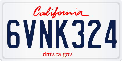 CA license plate 6VNK324