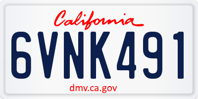 CA license plate 6VNK491