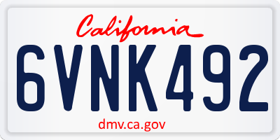 CA license plate 6VNK492