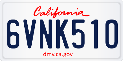 CA license plate 6VNK510
