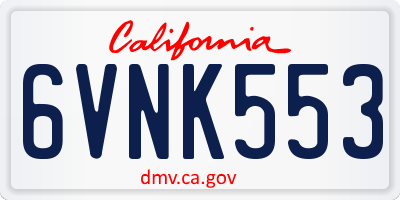 CA license plate 6VNK553