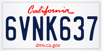CA license plate 6VNK637