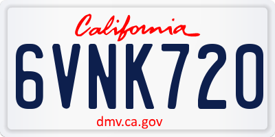 CA license plate 6VNK720