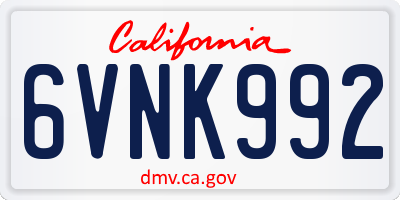 CA license plate 6VNK992