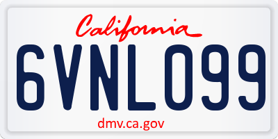 CA license plate 6VNL099