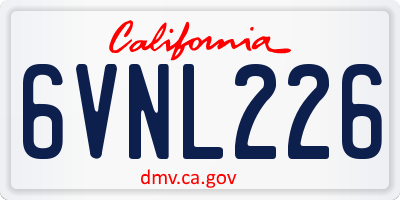 CA license plate 6VNL226