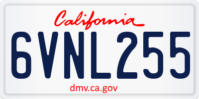 CA license plate 6VNL255