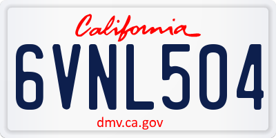 CA license plate 6VNL504