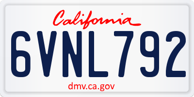CA license plate 6VNL792