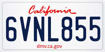 CA license plate 6VNL855