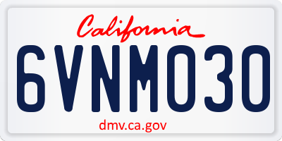 CA license plate 6VNM030