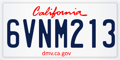 CA license plate 6VNM213