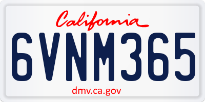 CA license plate 6VNM365