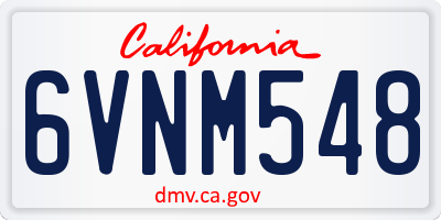 CA license plate 6VNM548