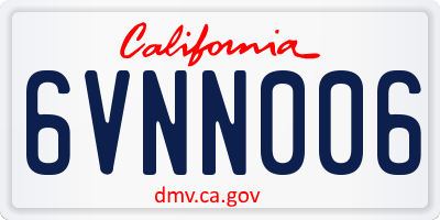 CA license plate 6VNN006