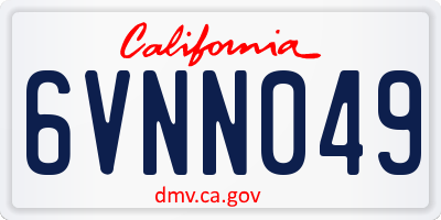 CA license plate 6VNN049