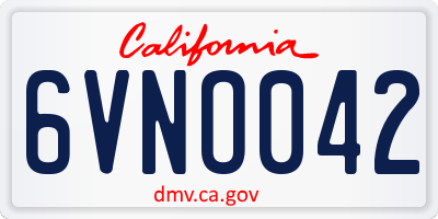 CA license plate 6VNO042