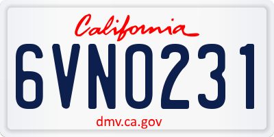 CA license plate 6VNO231