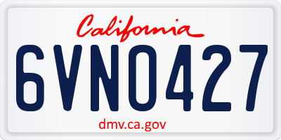 CA license plate 6VNO427