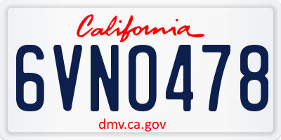 CA license plate 6VNO478