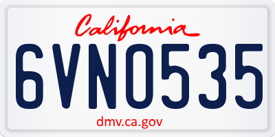 CA license plate 6VNO535