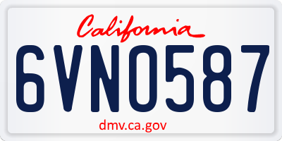 CA license plate 6VNO587