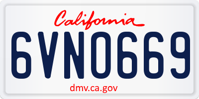CA license plate 6VNO669