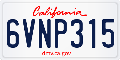 CA license plate 6VNP315