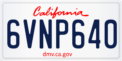 CA license plate 6VNP640