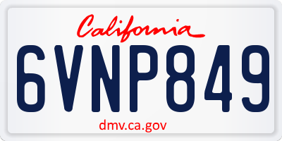 CA license plate 6VNP849
