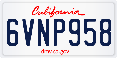 CA license plate 6VNP958