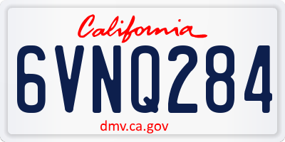 CA license plate 6VNQ284